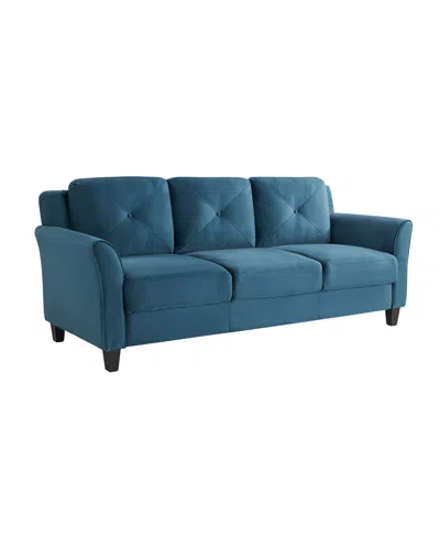 Lifestyle Solutions 78.7" W Polyester Harvard Sofa With Curved Arms In Blue