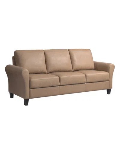 Lifestyle Solutions 80.3" W Faux Leather Wilshire Sofa With Rolled Arms In Brown