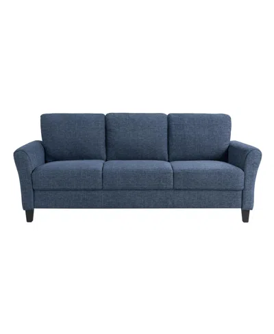 Lifestyle Solutions 80.3"w Polyester Microfiber Sofa With Rolled Arms In Blue