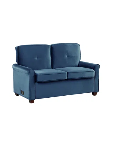 Lifestyle Solutions Alton Pull-out Loveseat With Power And Usb Port In Blue