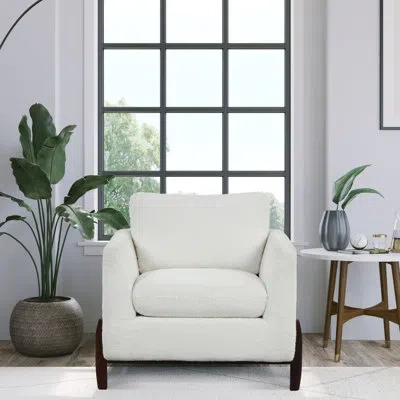 Lifestyle Solutions Vestin 35.5'' Sherpa Fabric Accent Chair In Cream