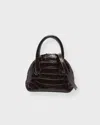 Liffner Dome Croc-embossing Mini Bag In Brown