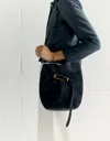 Liffner Belted Bucket Bag Black Suede In Black