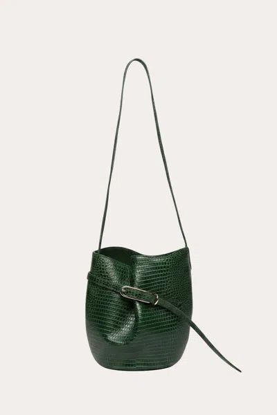 Liffner Belted Bucket Bag Emerald Lizard In Green