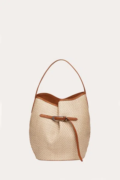 Liffner Belted Bucket Bag Large Beige Raffia In Sand