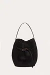 Liffner Belted Bucket Bag Large Black Suede In Black