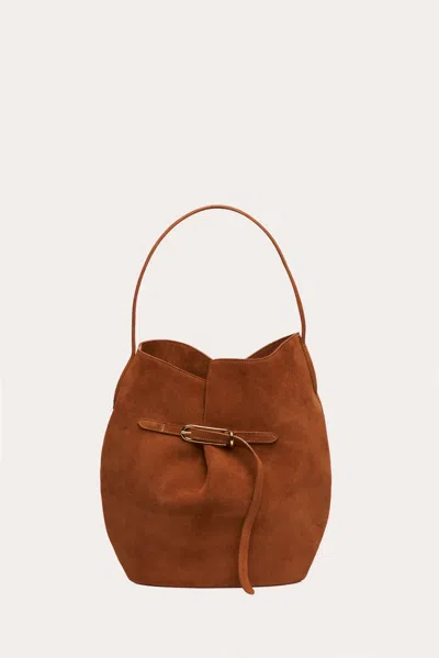 Liffner Belted Bucket Bag Large Saddle Brown Suede
