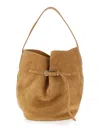 Liffner Belted Bucket Bag Large Cinnamon Suede In Brown