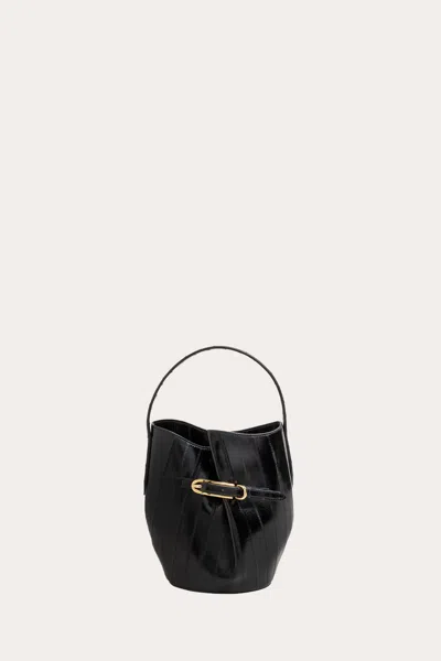 Liffner Belted Bucket Bag Mini Black Eel