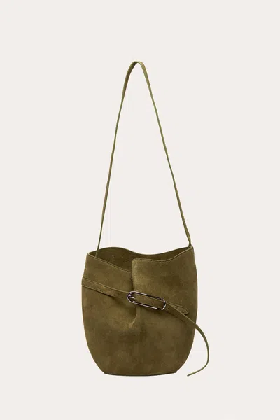 Liffner Belted Bucket Bag Sage Suede In Green