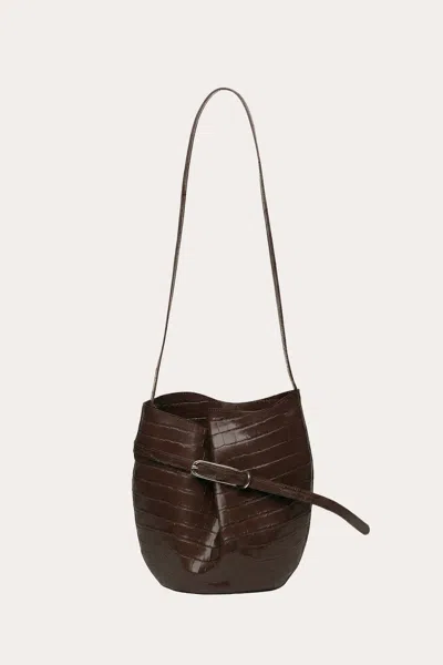 Liffner Belted Bucket Bag Walnut Croc In Brown