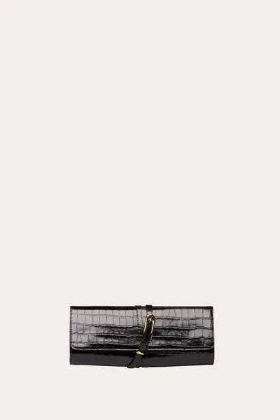 Liffner Belted Clutch Black Croc