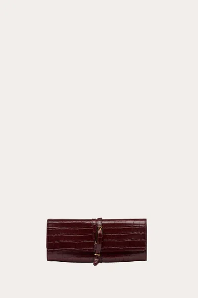 Liffner Belted Clutch Burgundy Croc In Red