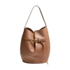 Liffner Large Belted Bucket Grain Tote Bag In Brown