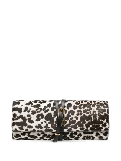 Liffner Belted Leopard-print Haircalf Clutch Bag In Animal Print