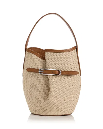 Liffner Belted Mini Raffia Bucket Bag In Neutral