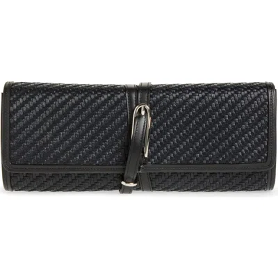 Liffner Belted Raffia Clutch In Black