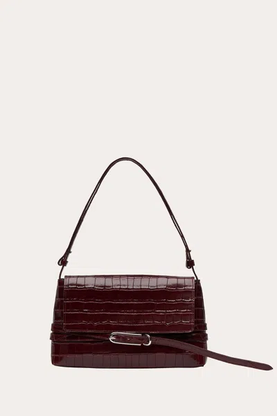 Liffner Belted Shoulder Bag Burgundy Croc In Red