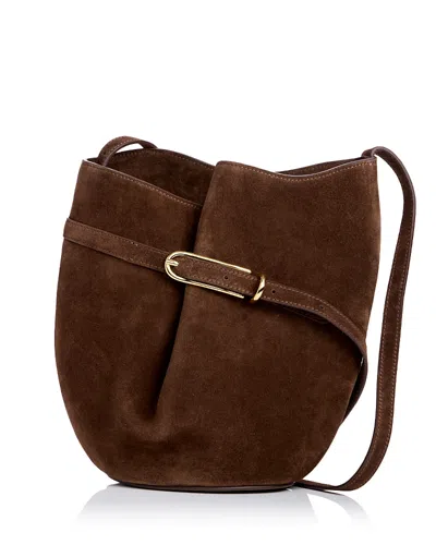 Liffner Belted Suede Bucket Bag In Black
