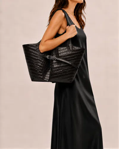 Liffner Belted Tote Black Croc