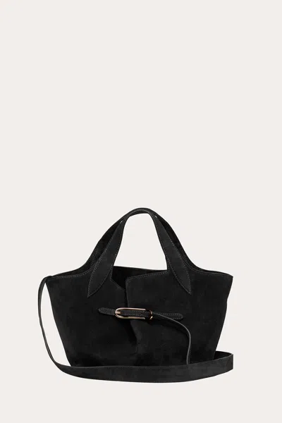 Liffner Belted Tote Mini Black Suede