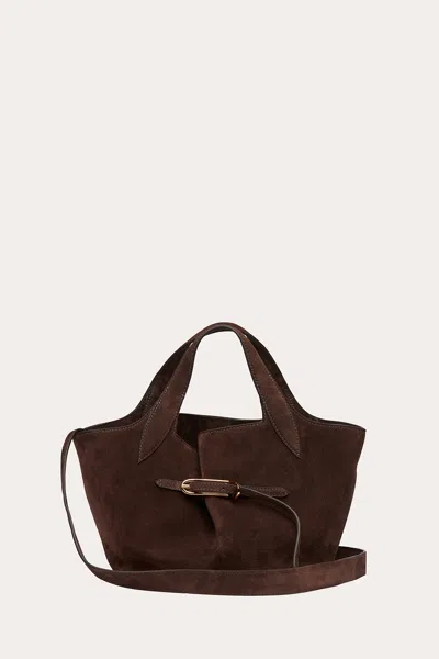 Liffner Belted Tote Mini Dark Brown Suede