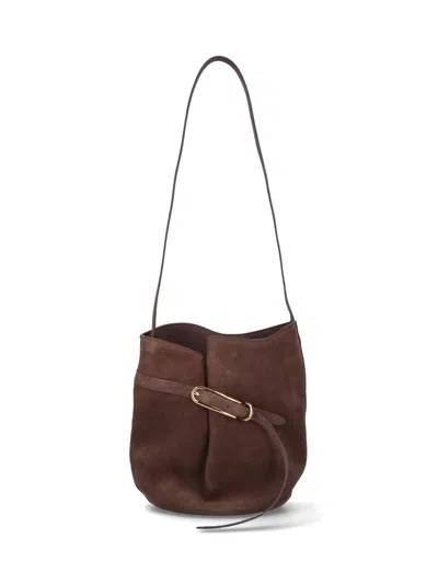 Liffner Brown Belted Suede Bucket Bag