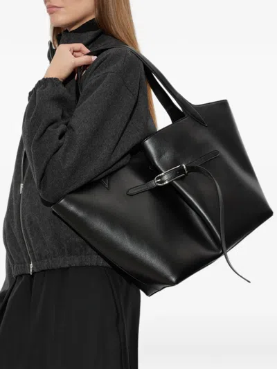 Liffner Buckle-detail Leather Tote Bag In Black