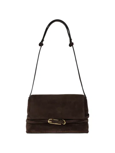 Liffner Buckle-detail Suede Shoulder Bag In Brown