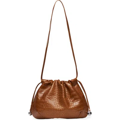 Liffner Charm Pouch Embossed Leather Shoulder Bag In Brown