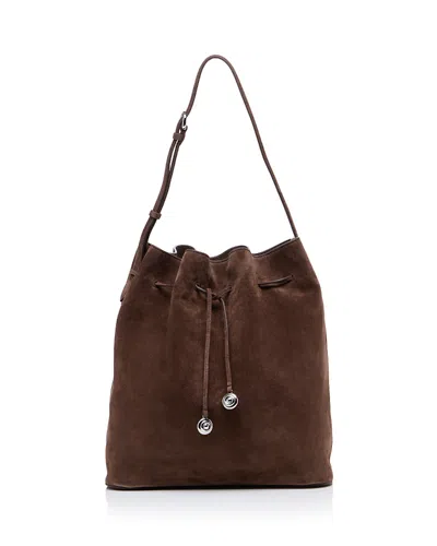 Liffner Charm Suede Bucket Bag In Brown