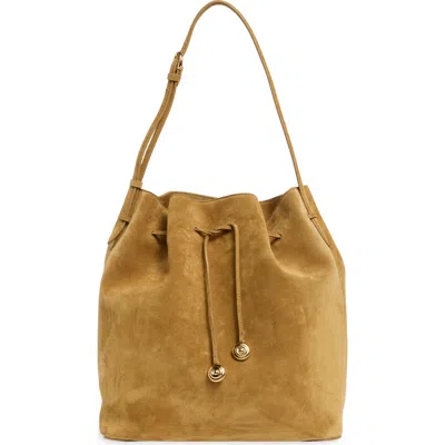 Liffner Charm Suede Bucket Bag In Nude