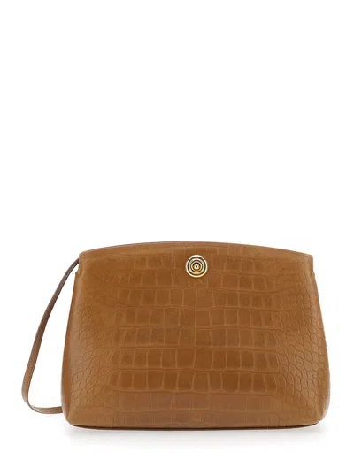 Liffner Crocodile-embossed Calf Leather Clutch In Brown