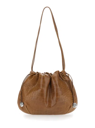 Liffner Crocodile-embossed Calf Leather Clutch In Brown