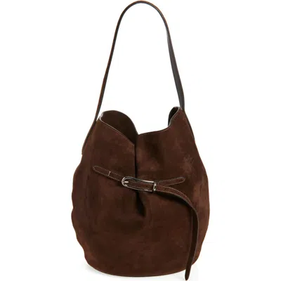 Liffner Large Belted Bucket Bag In Brown