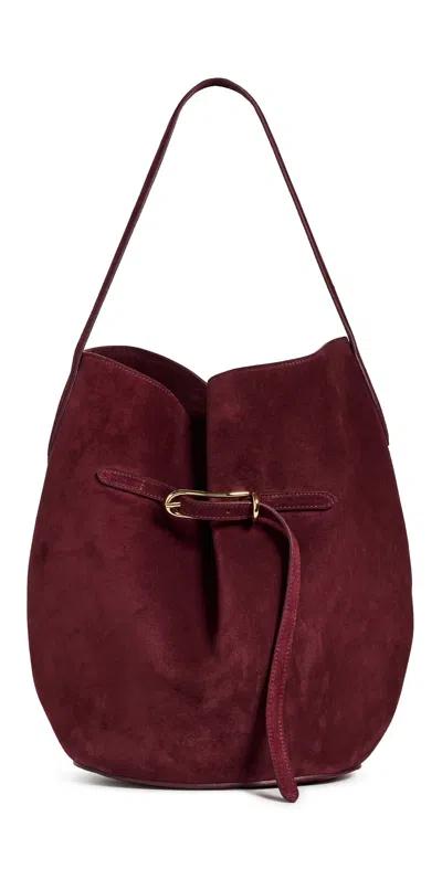 Liffner Large Belted Bucket Bag Burgundy/gold Hardware