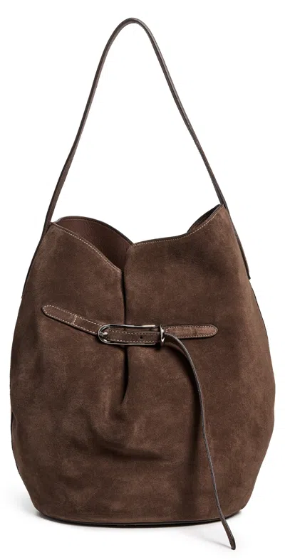 Liffner Large Belted Bucket Bag Dark Brown