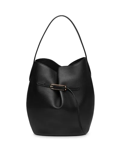 Liffner Large Belted Leather Bucket Bag In Red