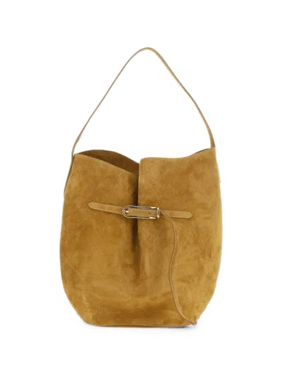 Liffner Large Leather Bucket Bag In Neutral