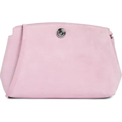 Liffner Large Pushlock Suede Clutch In Pink