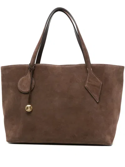 Liffner Large Suede Tote Bag In Brown