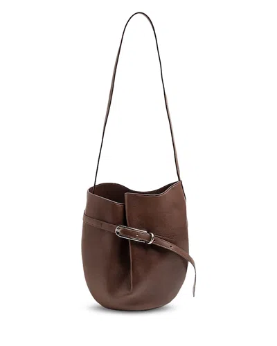 Liffner Leather Belted Bucket Bag In Brown