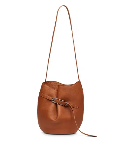Liffner Leather Belted Bucket Bag In Brown