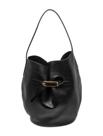 Pre-owned Liffner Leather Belted Bucket Bag Large In Black
