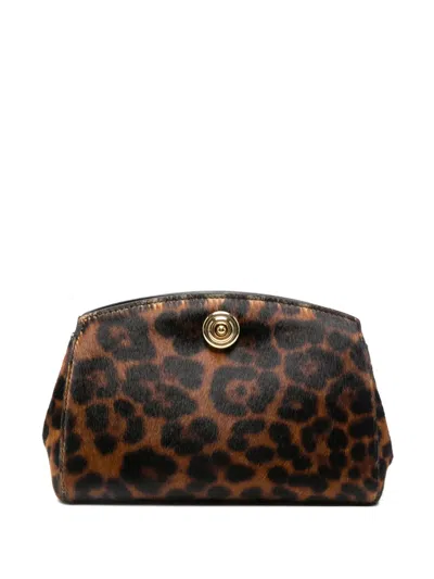 Liffner Leather Clutch Bag In Brown