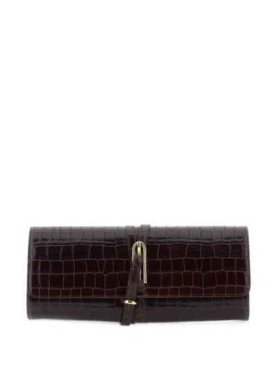 Liffner Leather Clutch Bag In Brown