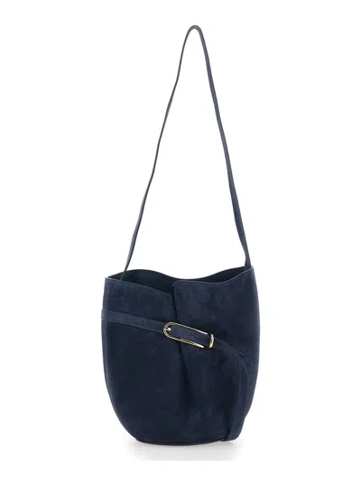 Liffner Leather With Belt Detail Crossbody Bag In Blue