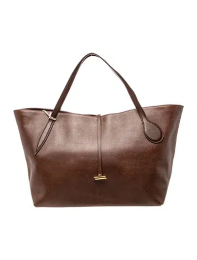 Pre-owned Liffner Leather Zip Penne Tote Large In Brown