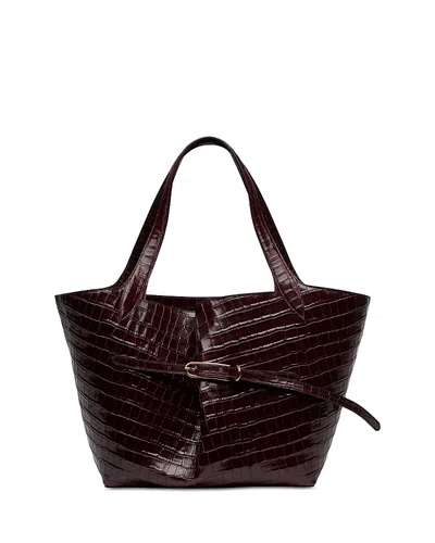 Liffner Medium Belted Leather Tote In Burgundy
