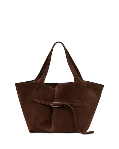 Liffner Medium Belted Leather Tote In Brown